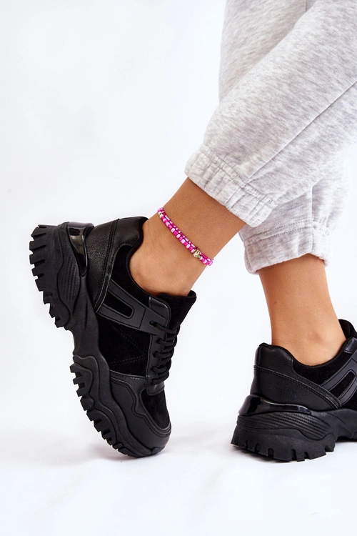 Modne Buty Sportowe Sneakersy Czarne Frezio