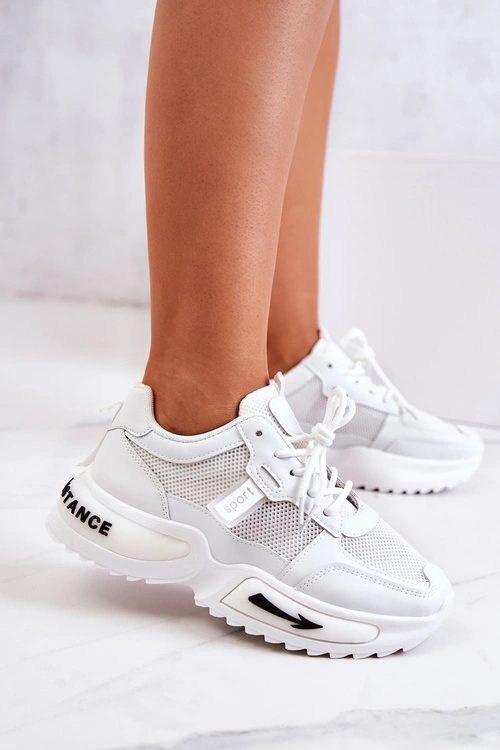 Sportowe Buty Sneakersy Siateczka Białe Zoomey