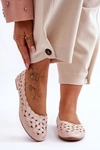 Ażurowe Błyszczące Baleriny Damskie Różowe Visionary