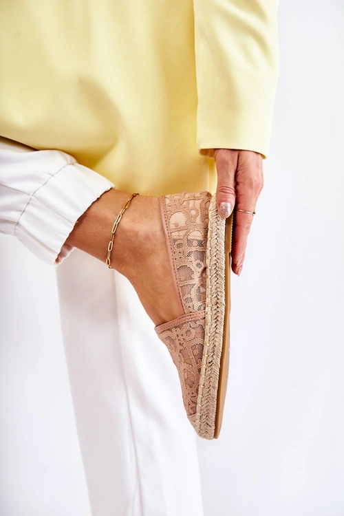 Klasyczne Damskie Espadryle Ażurowe Nude Catris