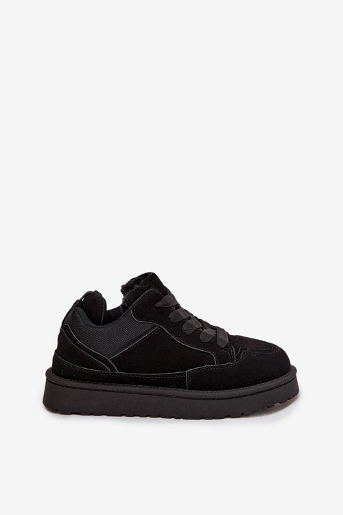 Sneakersy Damskie Ocieplane Futerkiem Czarne Cyrissa