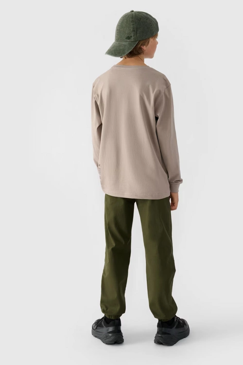 Chłopięce Spodnie Joggery Casual Gładkie 4F 4FJWMM00TTROM0812-43S Khaki