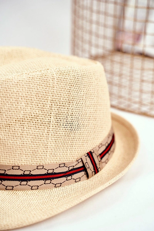 Damski Kapelusz Fedora Beżowy 100% Papier