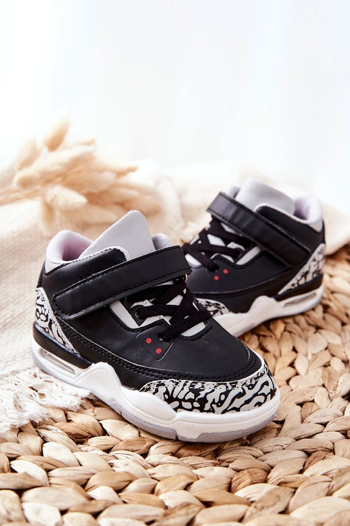 Dziecięce Sportowe Buty Czarno-Czerwone Linen