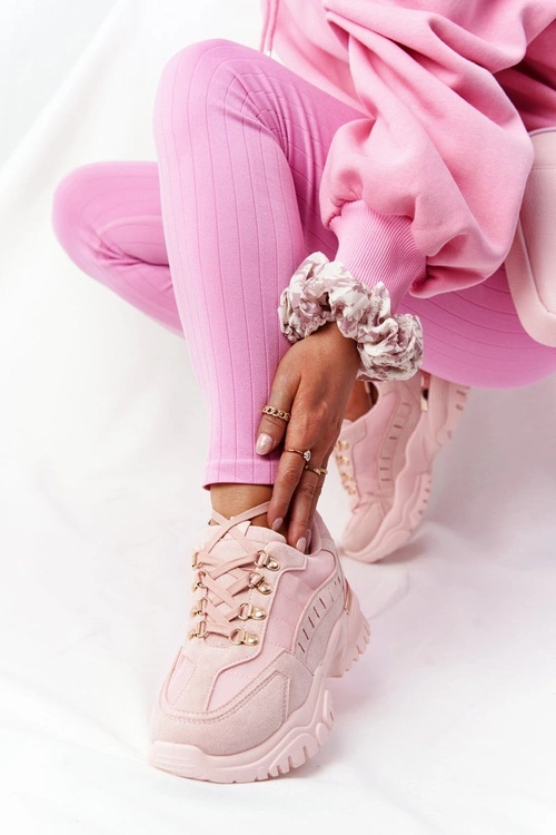 Damskie Sneakersy Na Dużej Podeszwie Różowe Good Mood