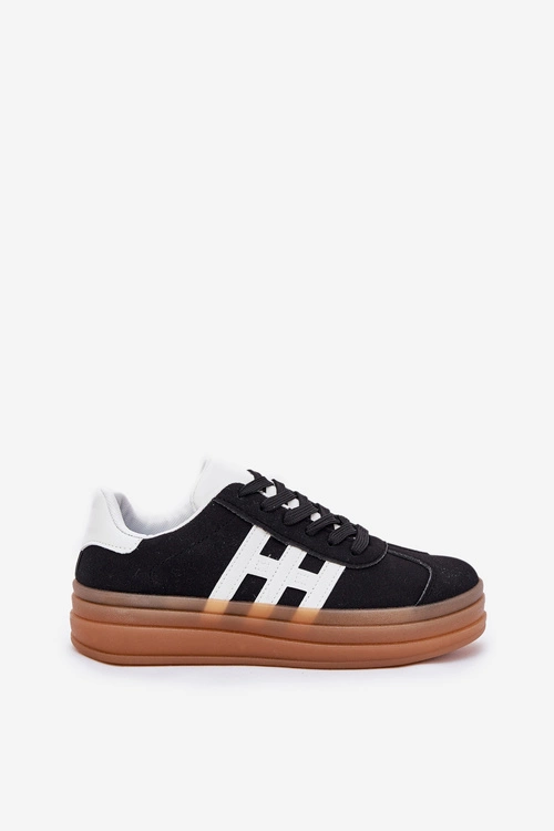 Sneakersy Damskie Na Platformie Czarne Syliyana