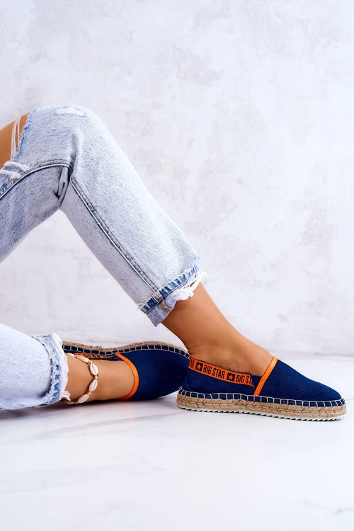 Materiałowe Espadryle Wsuwane Big Star JJ274877 Granatowe