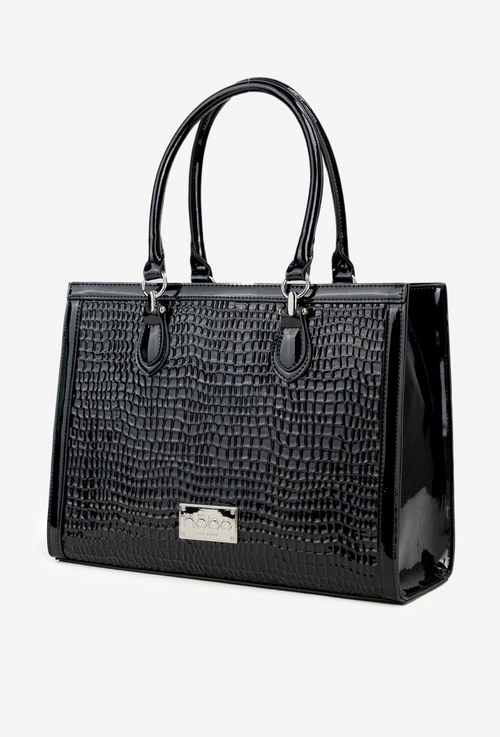 Lakierowana Torebka Z Tłoczonym Wzorem NOBO BAG6150-M20 Czarna