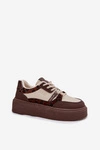 Damskie Sneakersy Na Platformie Big Star SS274356 Panterka Brązowo-Beżowe