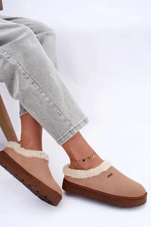Kapcie Obuwie Domowe Damskie Z Futerkiem Inblu DR000004 Camel