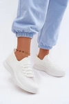 Materiałowe Wsuwane Buty Sportowe Damskie Białe Olive