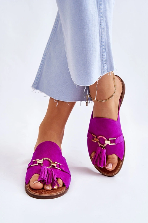 Damskie Zamszowe Klapki Lewski Shoes 3226 Fuksja