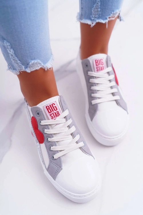 Trampki Damskie Big Star Białe z Sercem EE274257