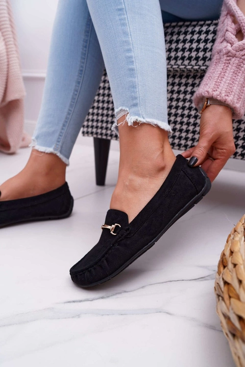 Mokasyny Damskie Czarne Zamszowe Sonnero