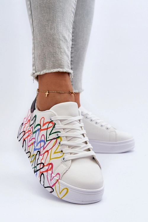 Damskie Sneakersy Z Sercami Białe Claral