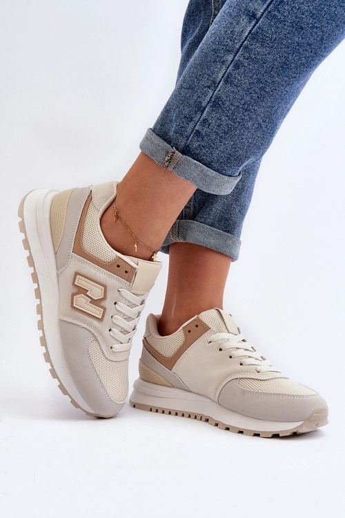 Buty Sportowe Sneakersy Damskie Beżowe Alettesa