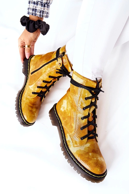 Damskie Botki Glany Workery Maciejka Żółte 01609-47