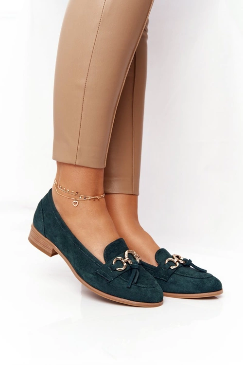 Eleganckie Damskie Mokasyny Vinceza 10585 Zamszowe Zielone