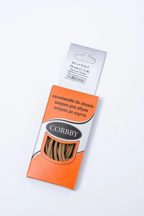 Corbby Beżowe Woskowane Cienkie Sznurowadła B
