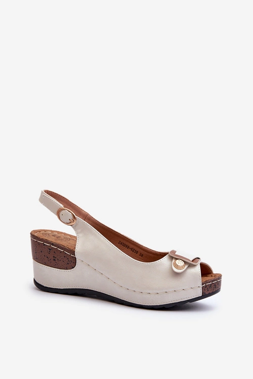 Damskie Lekkie Sandały Na Koturnie Comfort Shoes Srebrne Efravia