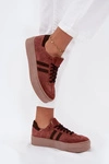 Zazoo N1068S2 Damskie Zamszowe Sneakersy Na Platformie Brązowe