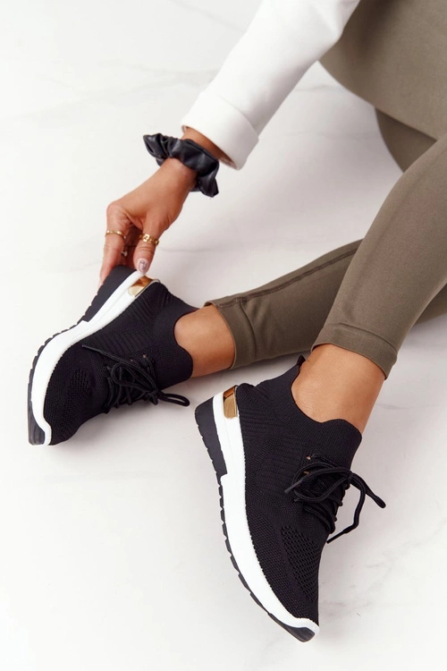 Sportowe Buty Sneakersy Na Koturnie Czarne Adeyla