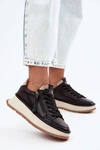 Skórzane Półbuty Sneakersy Na Platformie Artiker 55C0624 Czarne