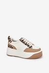 Sneakersy Damskie Na Masywnej Platformie Zebra Beżowe Tamorniel