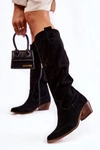 Damskie Kozaki Na Obcasie Lewski Shoes 3235 Czarne
