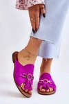 Damskie Zamszowe Klapki Lewski Shoes 3226 Fuksja