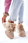 Damskie Ocieplane Sportowe Buty Khaki Heart Beats