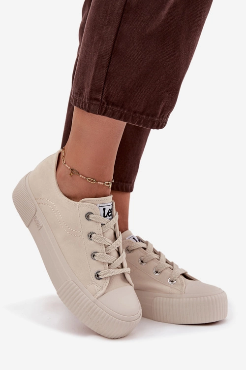 Trampki Damskie Na Platformie LEE ISLA C WOMEN LOW 50253001.35E Beżowe