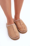 Obuwie Domowe Kapcie Z Haftem Damskie Inblu EY000028 Camel