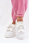 Eko Skórzane Sneakersy Na Platformie Białe Penolle