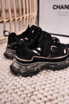Dziecięce Sportowe Buty Sneakersy Z Przezroczystą Podeszwą Czarne Bailey
