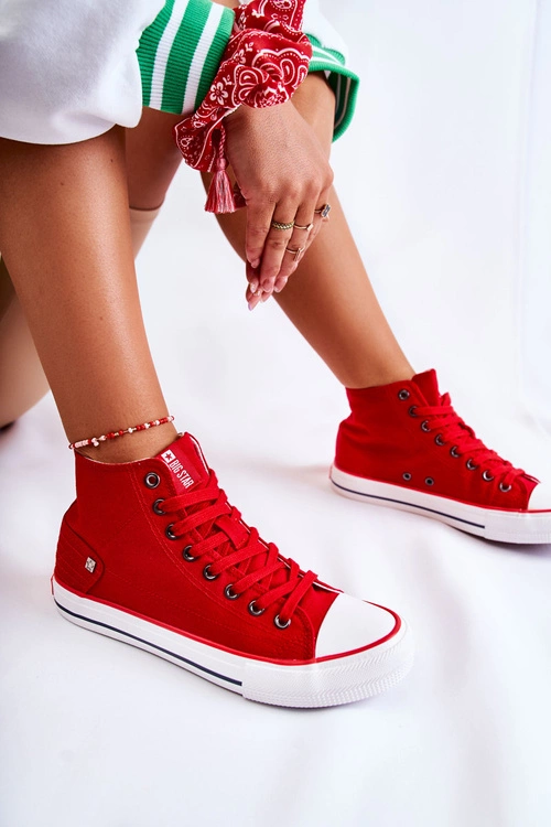 Damskie Wysokie Trampki Big Star DD274334 Czerwone