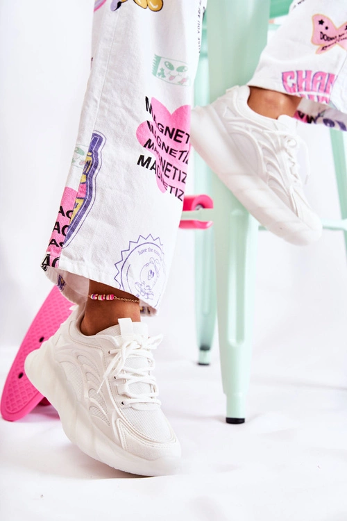 Modne Damskie Buty Sportowe Sneakersy Białe Sollero