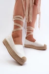 Espadryle Damskie Wiązane Na Platformie Z Plecionką Białe Tailesse