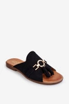 Damskie Zamszowe Klapki Lewski Shoes 3226 Czarne