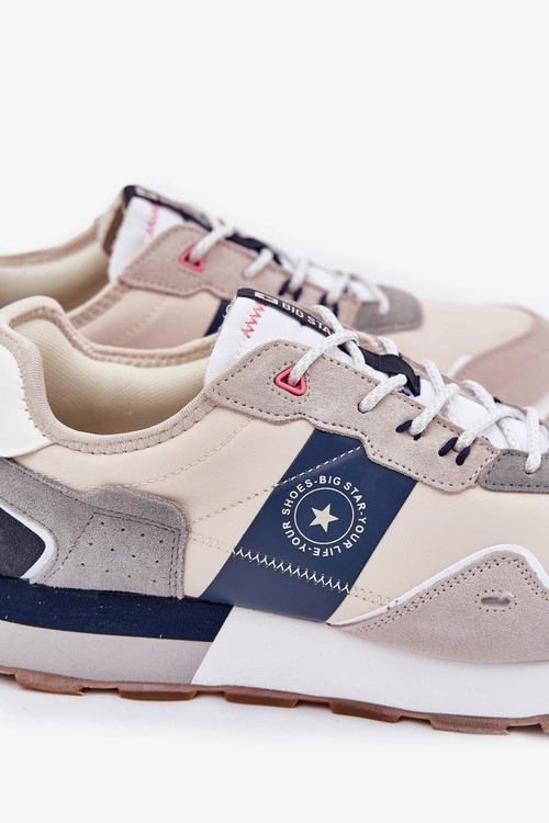 Zamszowe Sneakersy Męskie Na Platformie Big Star RR174471 Hi-Poly System Szare
