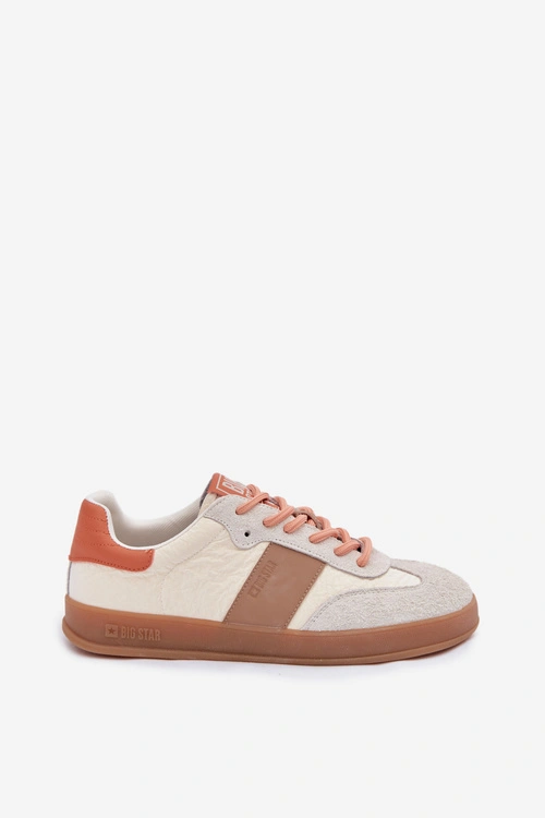 Skórzane Zamszowe Sneakersy Damskie Big Star TT274725 Beżowe