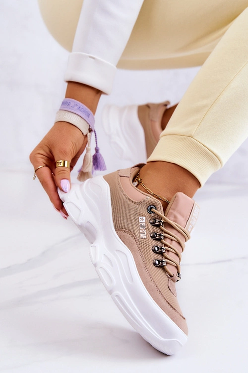 Damskie Sportowe Buty Sneakersy Big Star JJ274A222 Beżowe