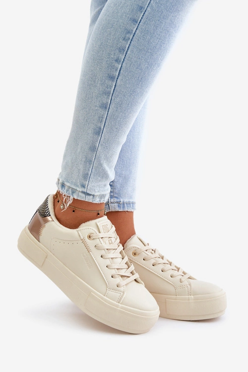 Ocieplane Trampki Damskie Na Platformie Big Star OO274A454 Beżowe