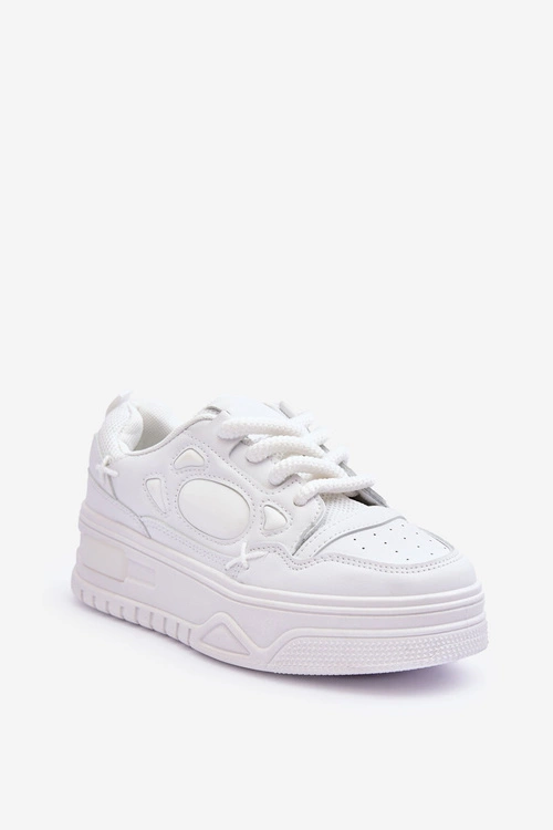 Sneakersy Damskie Na Platformie Białe Finos