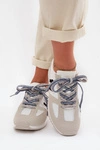 Sneakersy Damskie Z Ozdobnym Sznurowaniem Szare Henira 