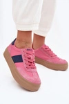Zamszowe Sneakersy Damskie Big Star TT274164 Różowe