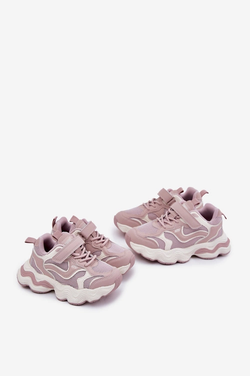 Sneakersy Dziecięce Na Grubej Podeszwie Różowe Lianees
