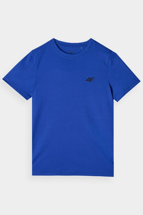 Chłopięcy T-shirt Gładki Bawełniany Niebieski 4F 4FJWMM00TTSHM1626-36S