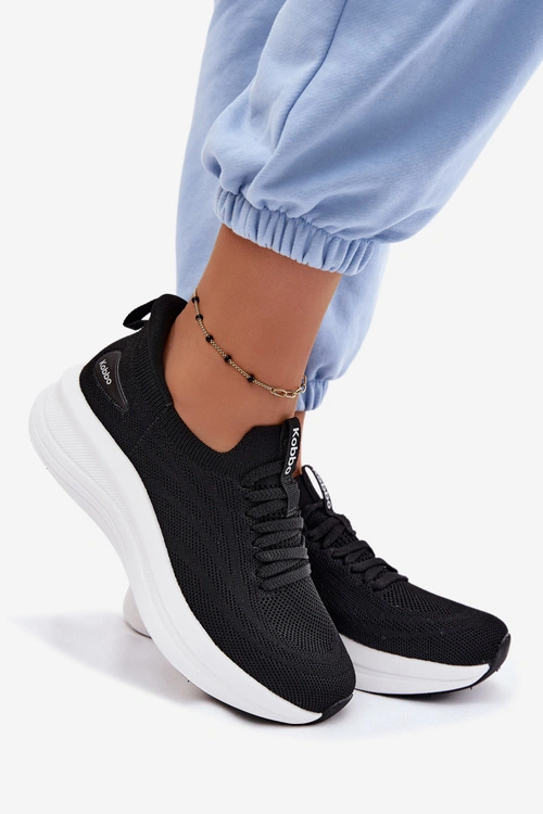 Materiałowe Buty Sportowe Sneakersy Damskie Wsuwane Kobbo 102425 Czarne
