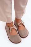 Skórzane Zamszowe Baleriny Barefoot Wiązane Zazoo 021 Cappuccino